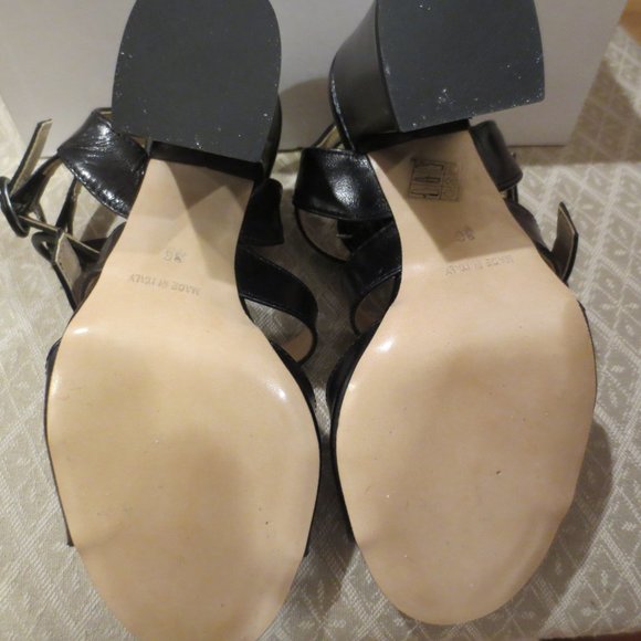 LAST CHANCE NIB OVYE CRISTINA LUCCHI ITALY Black Block Heeled Strappy Sandals - Picture 10 of 12